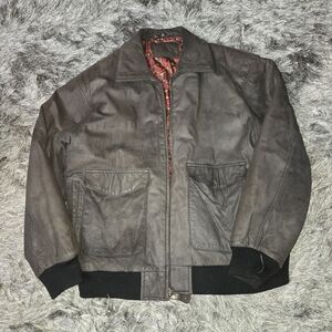 Hunt Club Gray Leather Jacket with Black Accents